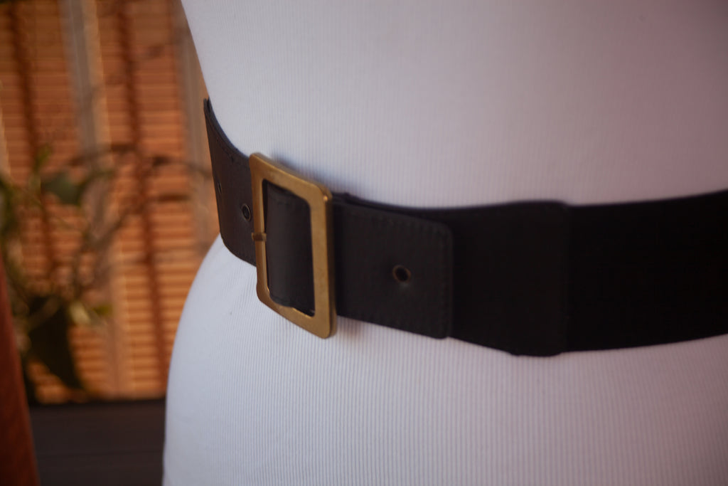 Black Belt with Antique Gold Buckle