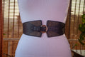 Black Geometrical Belt with Gold Rivets