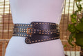 Black  Asymmetrical Belt with Gold Rivets