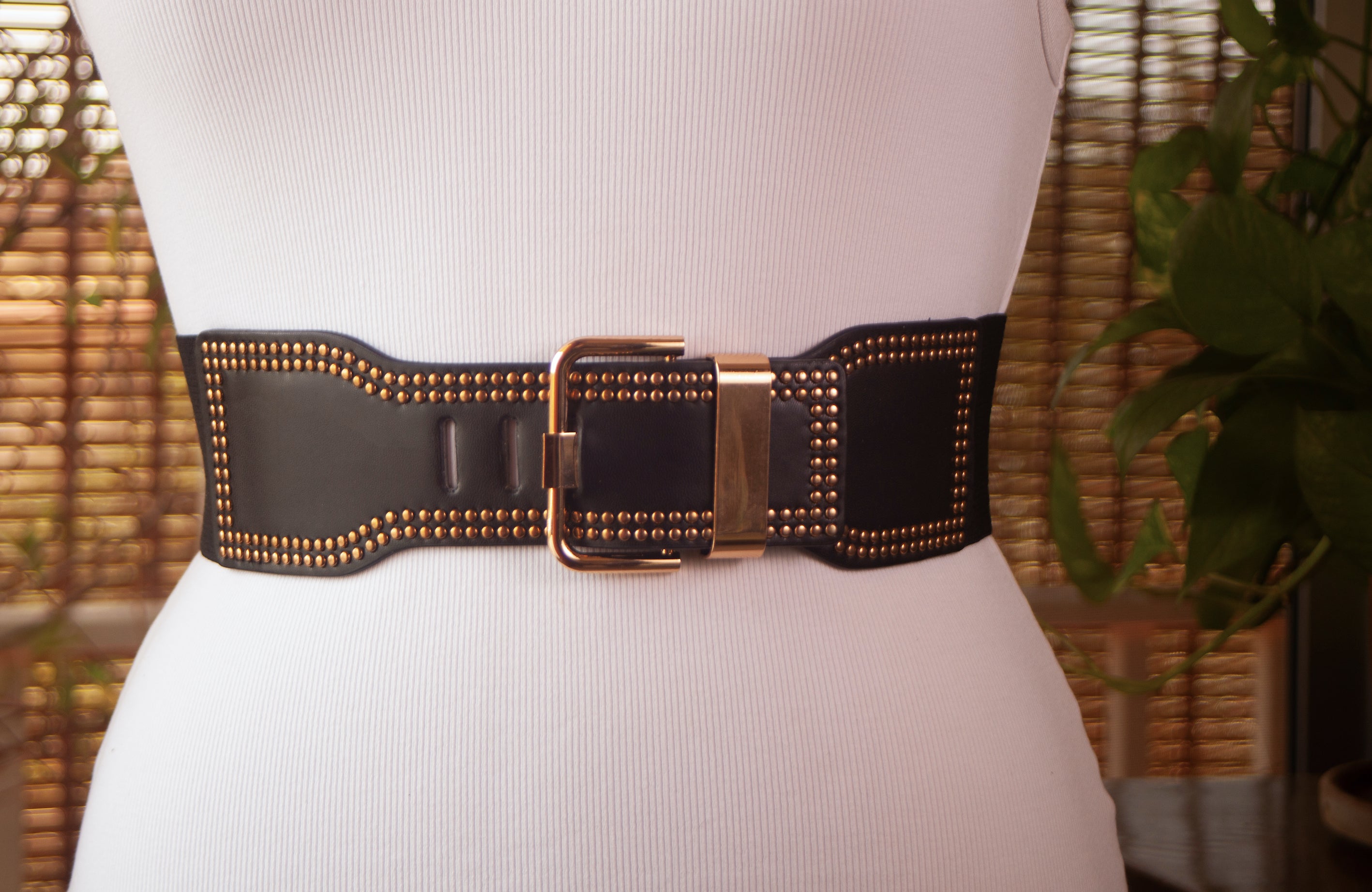 Black Belt with Gold Rivets
