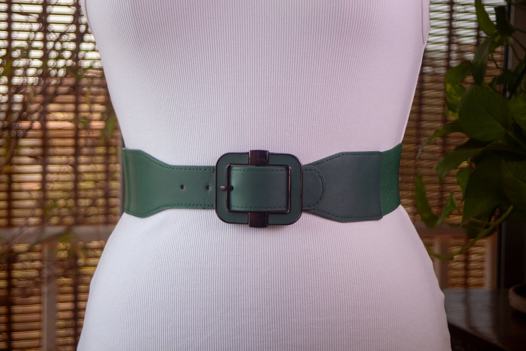 Green Belt with Black Metal Trim on the Buckle