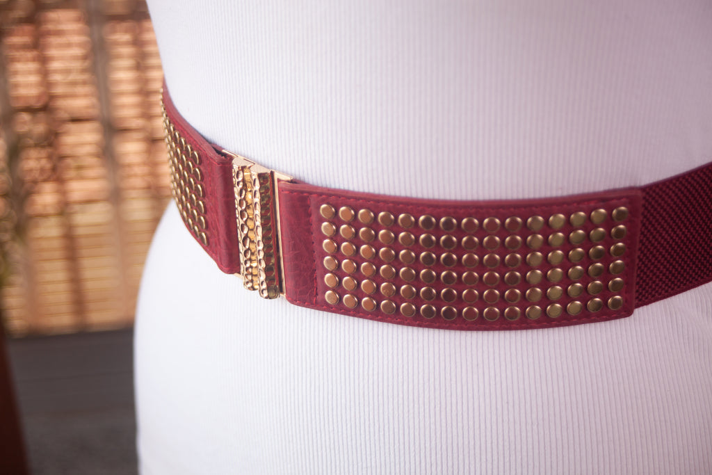 Red Belt with Gold Rivets