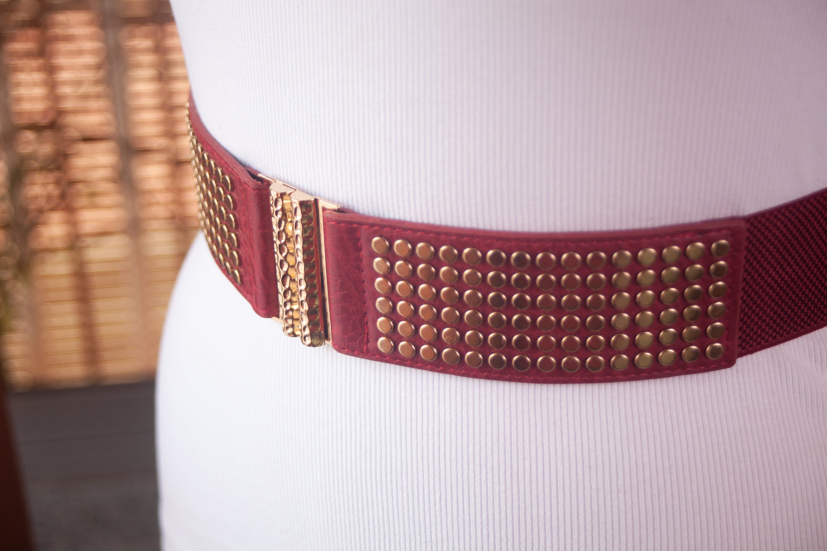 Red Belt with Gold Rivets
