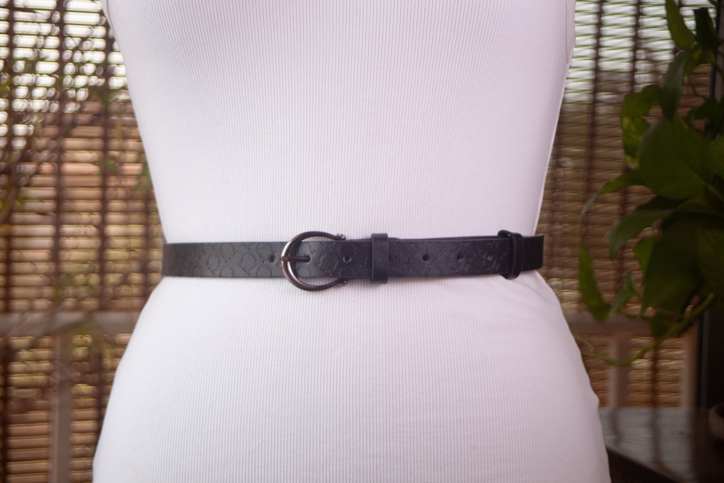 Black Textural Belt with Gun Metal buckle