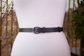Black Textural Belt with Gun Metal buckle