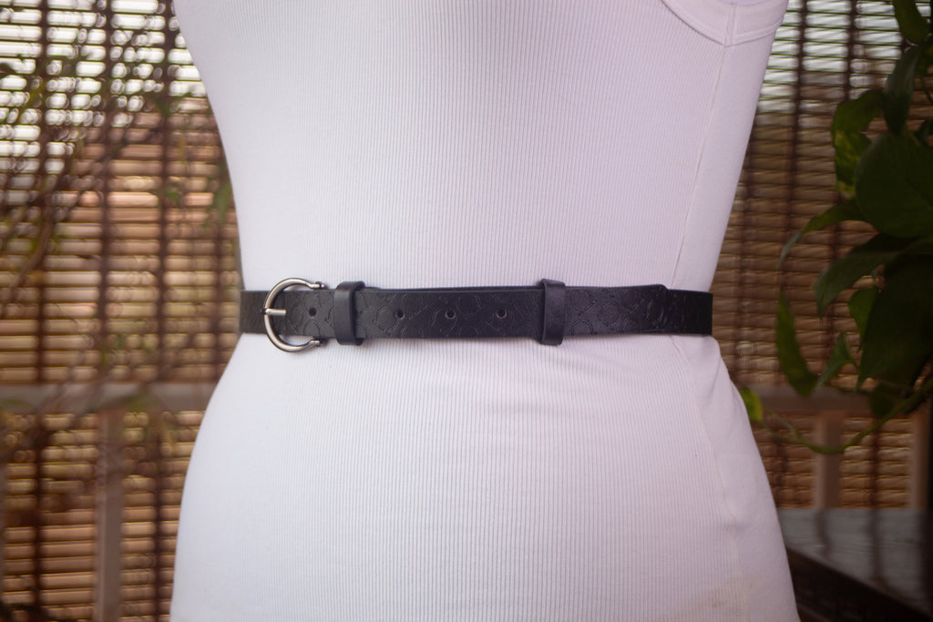 Black Textural Belt with Gun Metal buckle