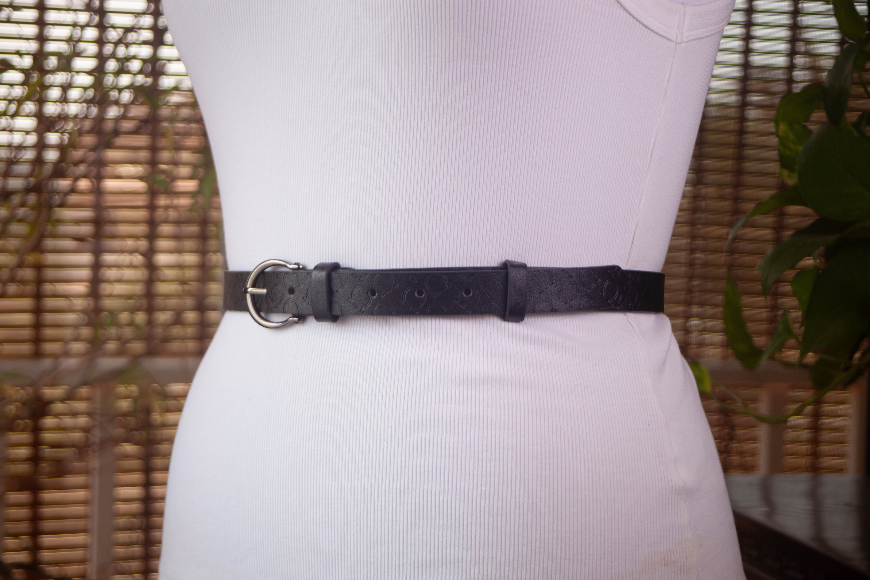 Black Textural Belt with Gun Metal buckle