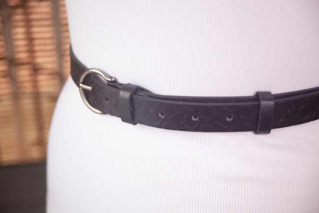 Black Textural Belt with Gun Metal buckle