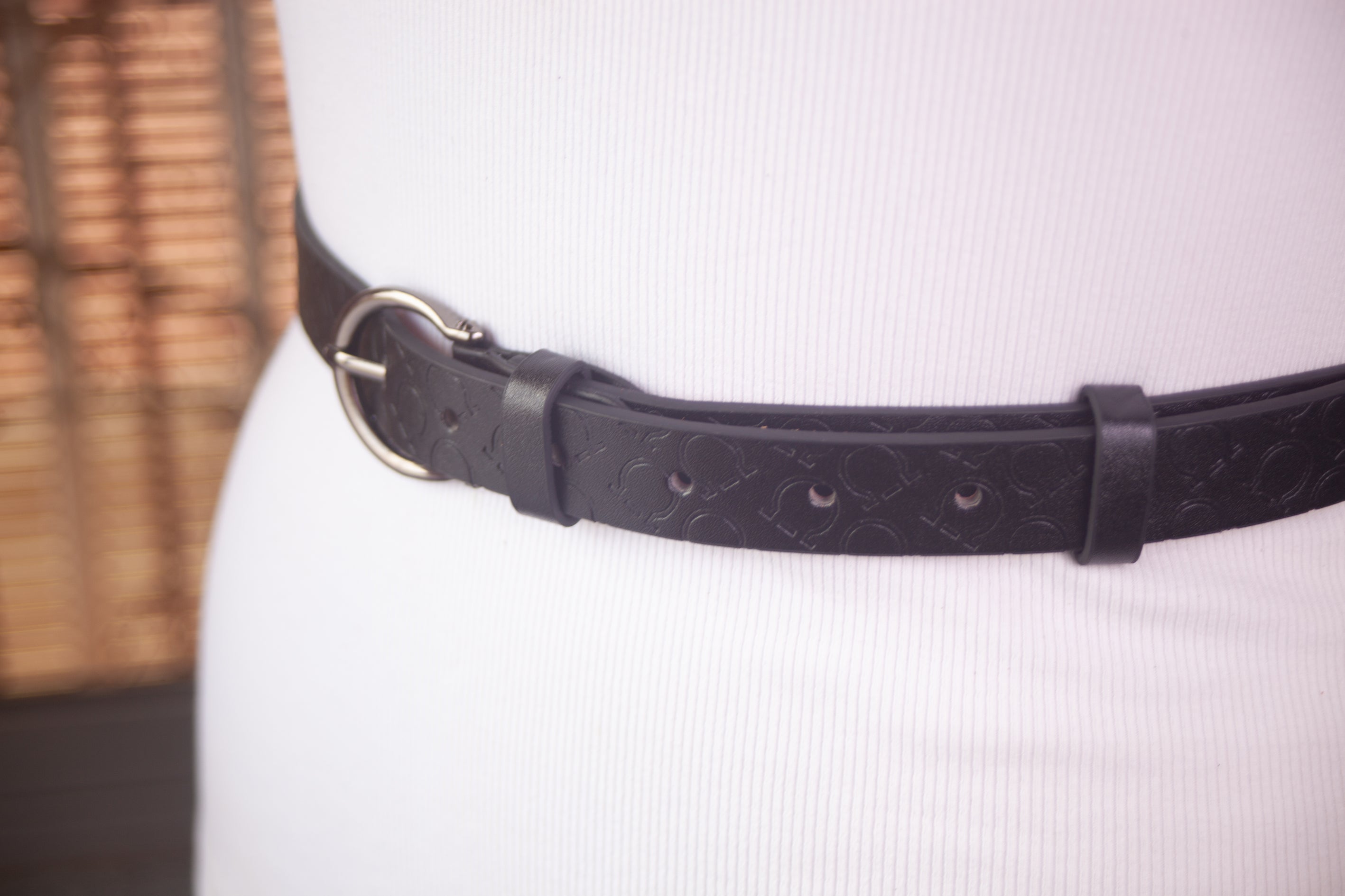 Black Textural Belt with Gun Metal buckle
