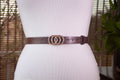 Brown Textural Slim Belt with Gold Buckle