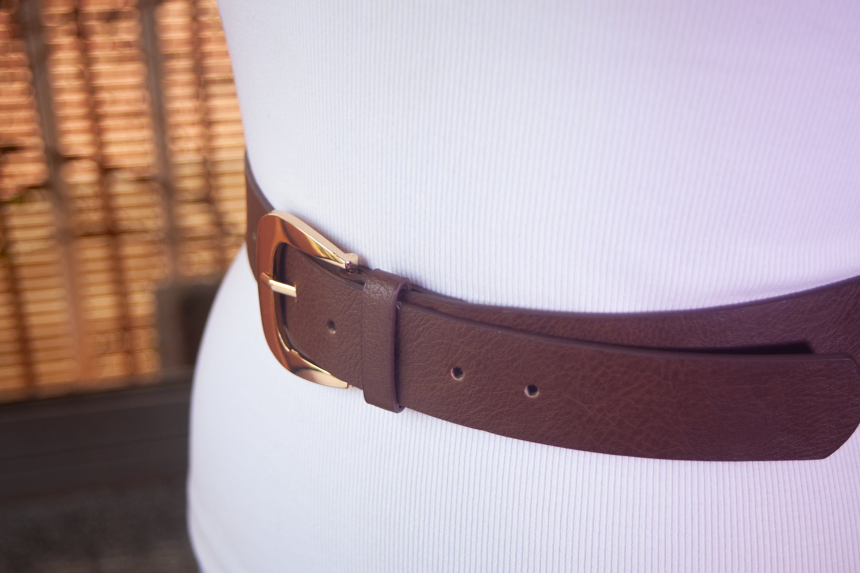 Brown Belt with Bold Gold Buckle