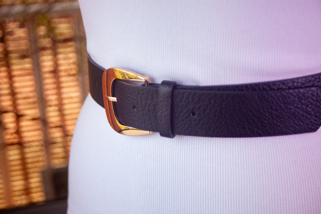 Black Belt with Bold Gold Buckle