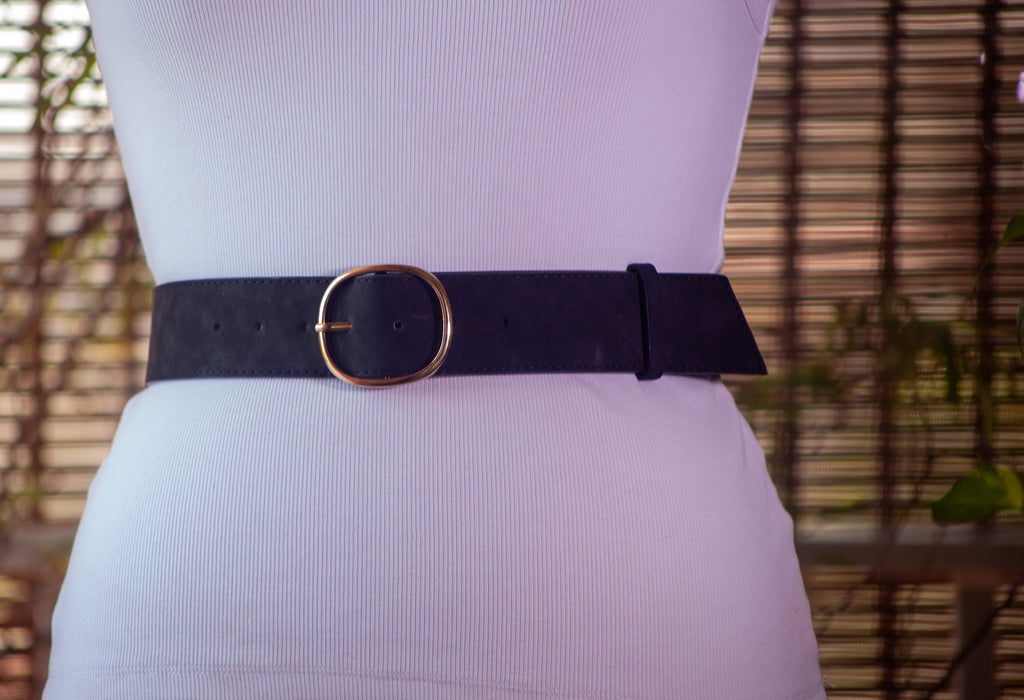 Black Suede with Sleek Gold Buckle