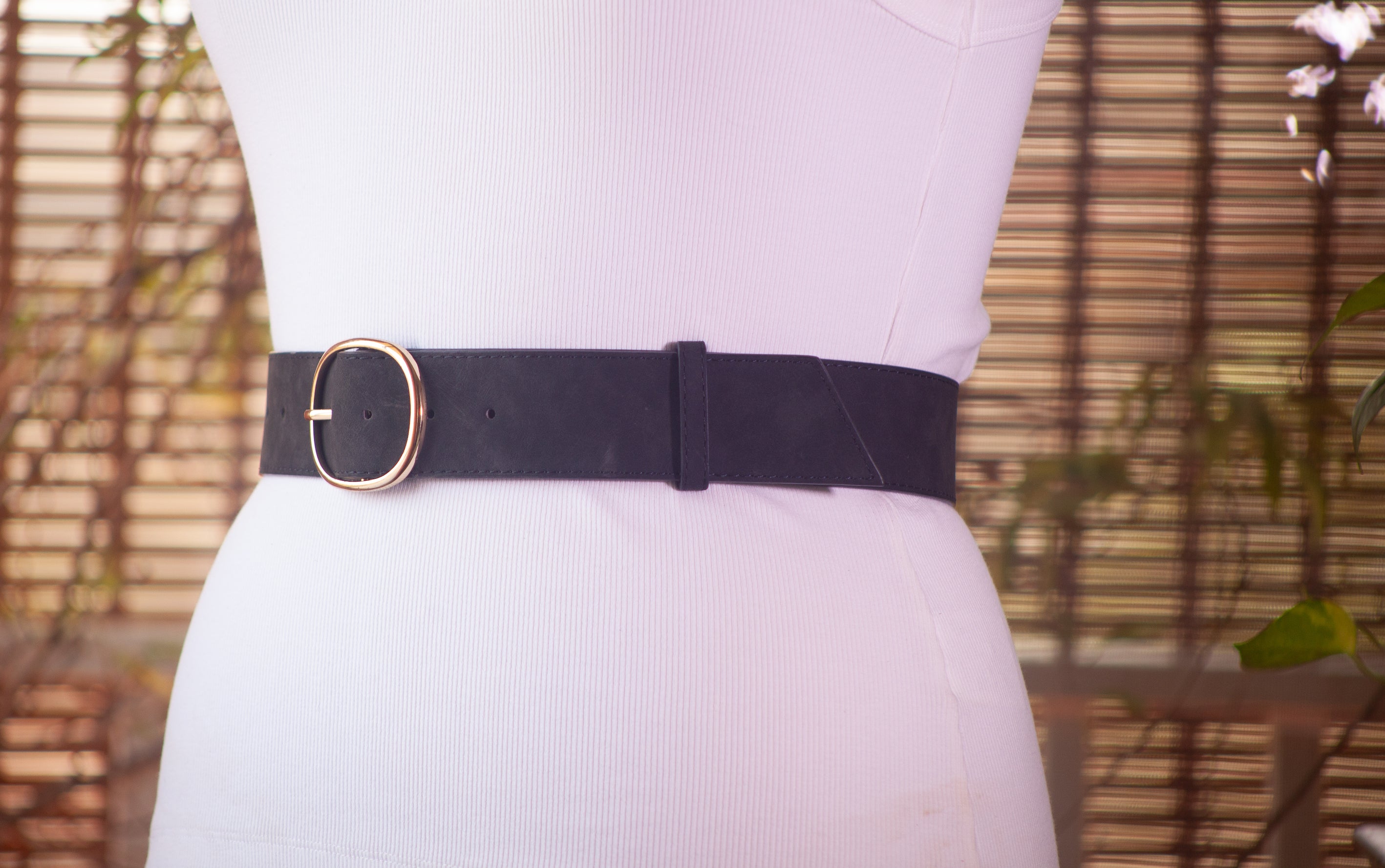 Black Suede with Sleek Gold Buckle