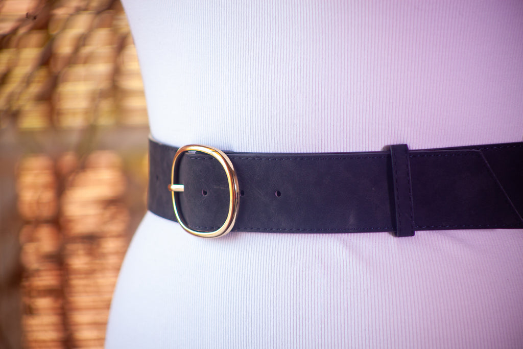 Black Suede with Sleek Gold Buckle