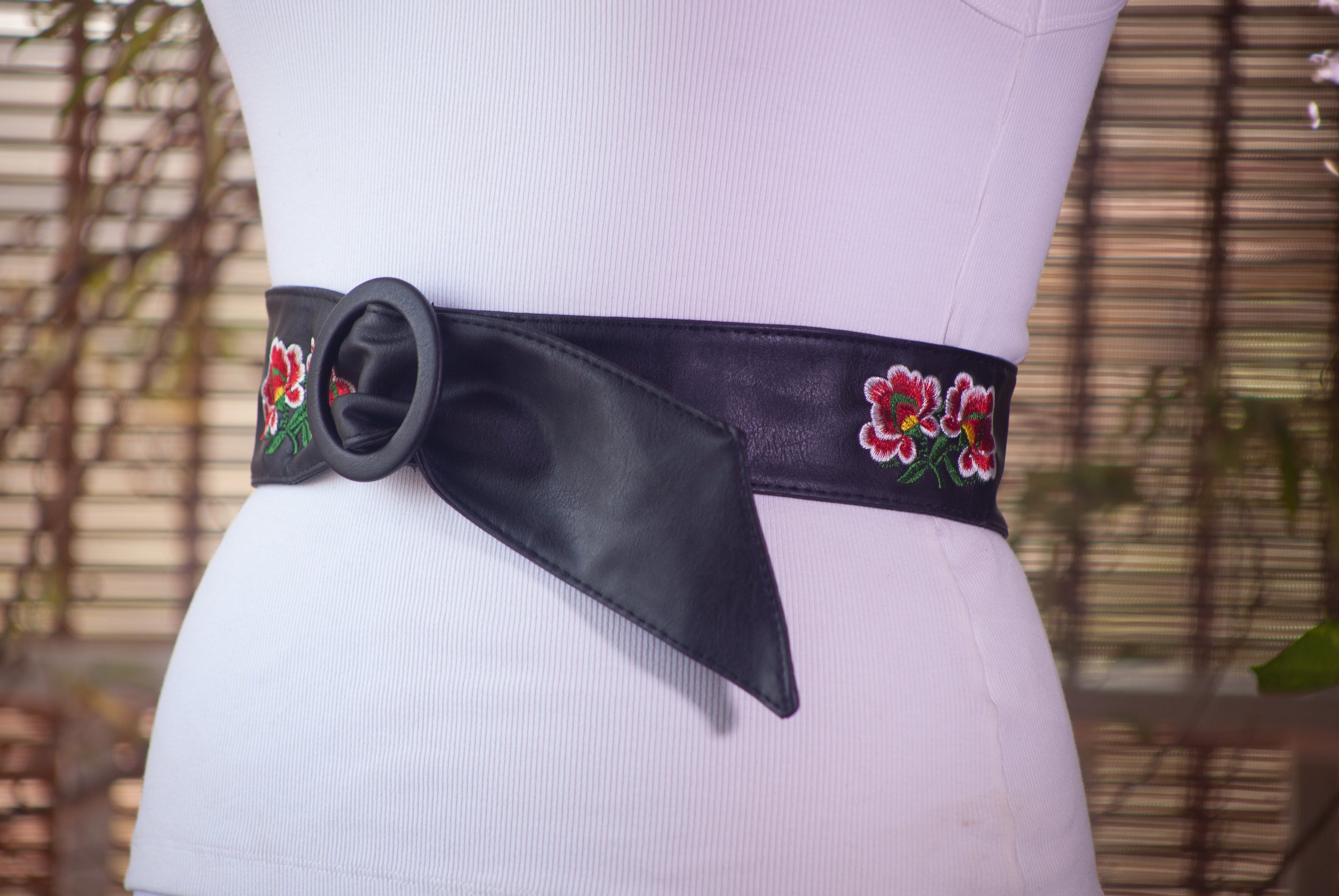 Black Soft Belt with Embroidery