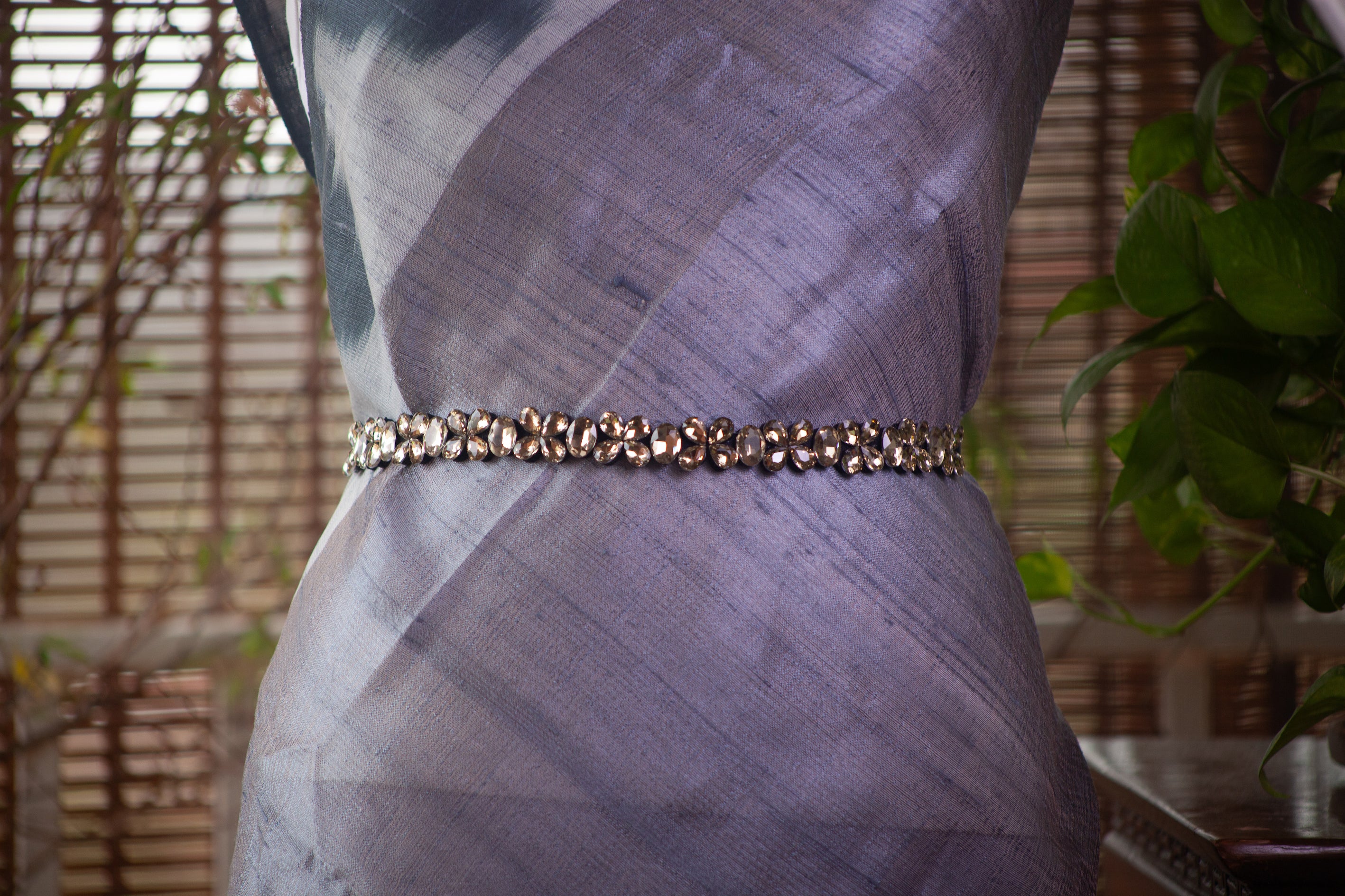 Satin Belt with Big Gold Sequins