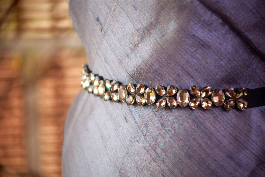 Satin Belt with Big Gold Sequins
