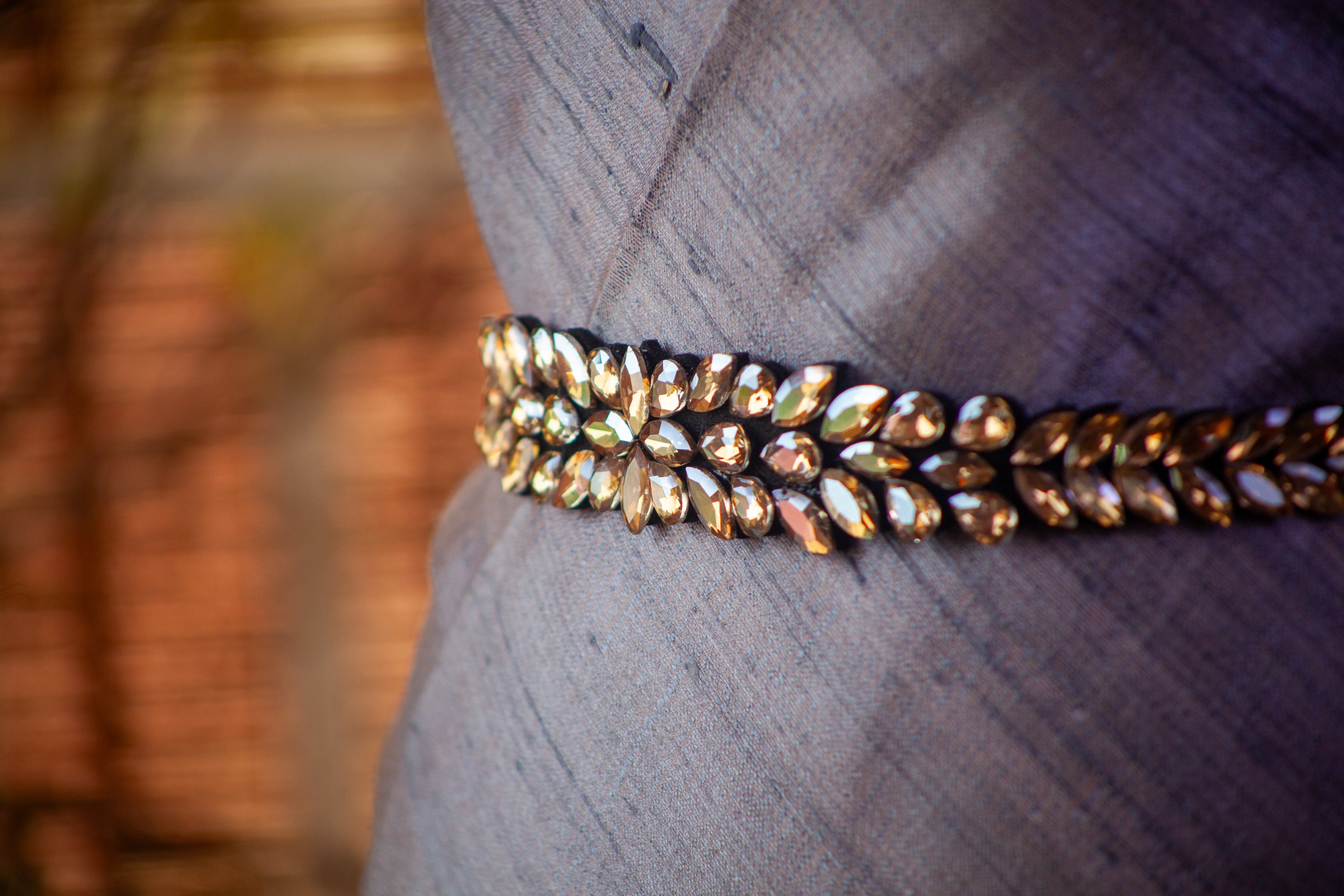 Satin Belt with Gold Sequins